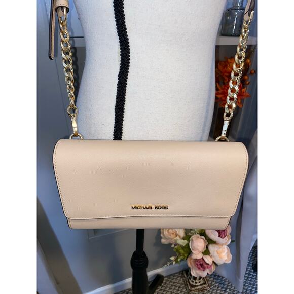 Michael Kors Handbags - Michael Kors Cream Nude Tone Crossbody Bag Purse with Gold Chain Hardware